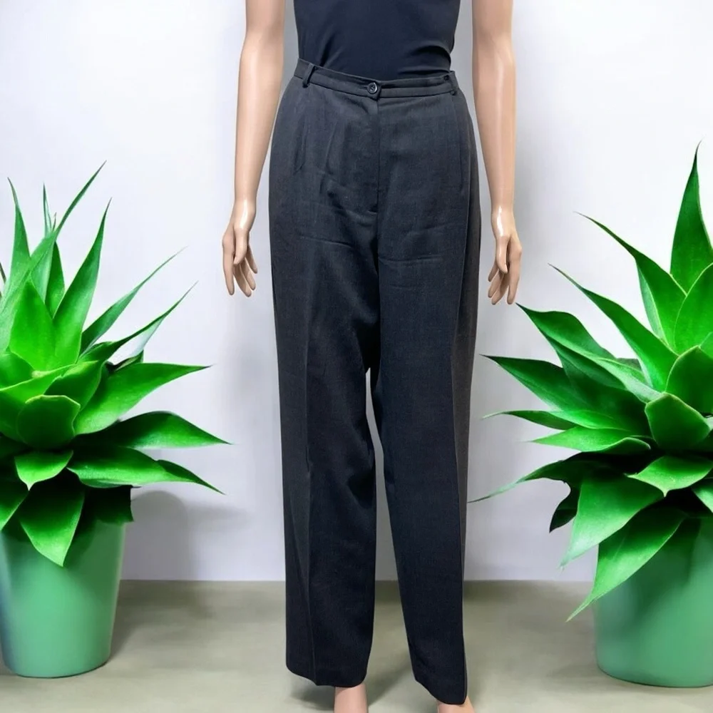 Liz Claiborne Collection Wool Gray High-Waisted Trousers - Picture 16 of 16
